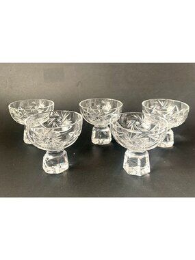 5 Vintage Nachtmann Crystal Cordial Coupes German Cut Glass Liqueur Glasses